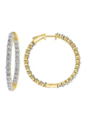 1 ct. t.w. Diamond Hoop Earrings in Gold Over Silver 