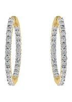 1 ct. t.w. Diamond Hoop Earrings in Gold Over Silver 