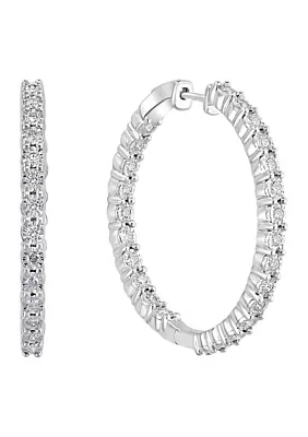  1.08 ct. t.w. Diamond Hoop Earrings in Sterling Silver