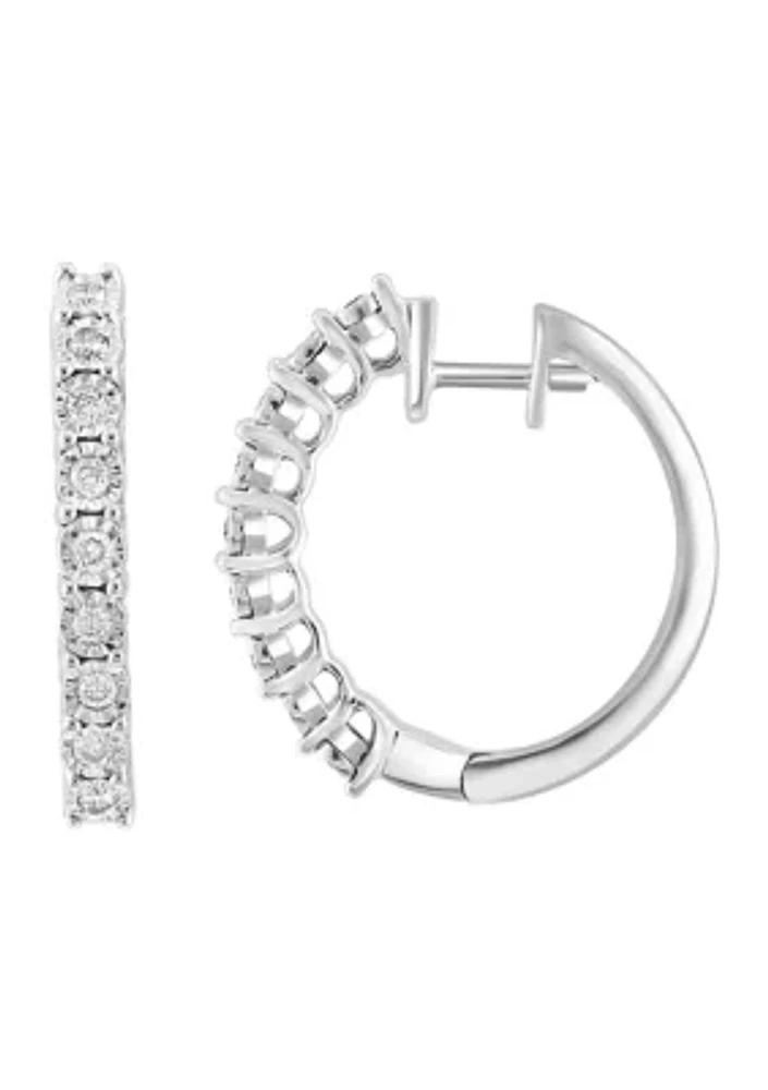 1/5 ct. t.w. Miracle Set Diamond Hoop Earrings in Sterling Silver