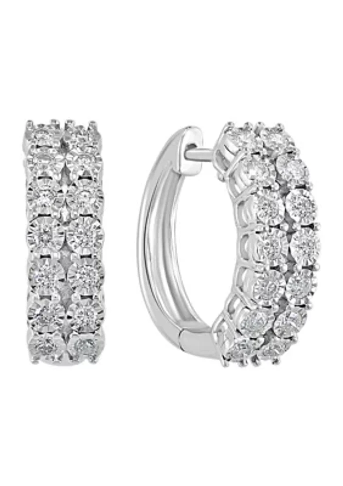 3/8 ct. t.w. Diamond Hoop Earrings in Sterling Silver