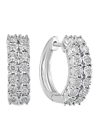 3/8 ct. t.w. Diamond Hoop Earrings in Sterling Silver