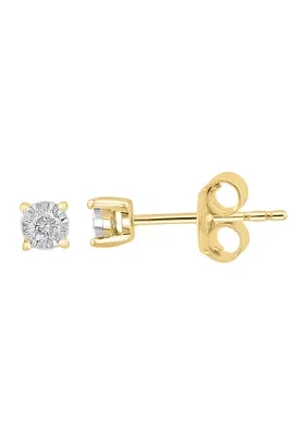 Diamond Stud Earrings in 14K White and Yellow Gold