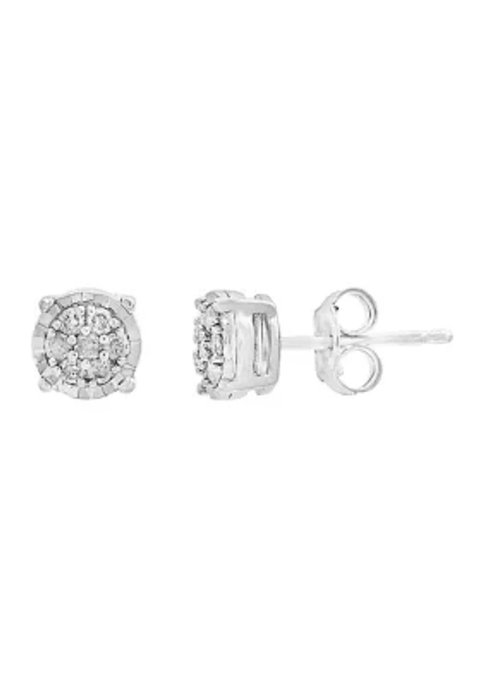  Sterling Silver 1/4 ct. t.w. Diamond Miracle Diamond Cluster Studs 