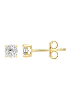 Diamond Stud Earrings in 14K White and Yellow Gold