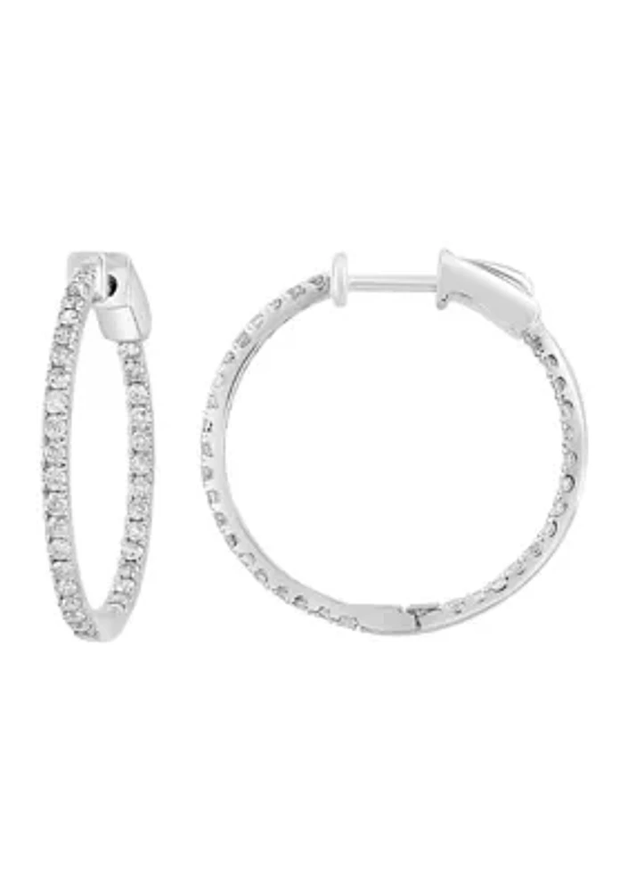 Diamond Hoop Earrings in 14K White Gold