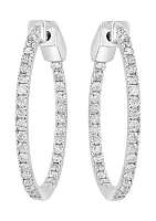 Diamond Hoop Earrings in 14K White Gold