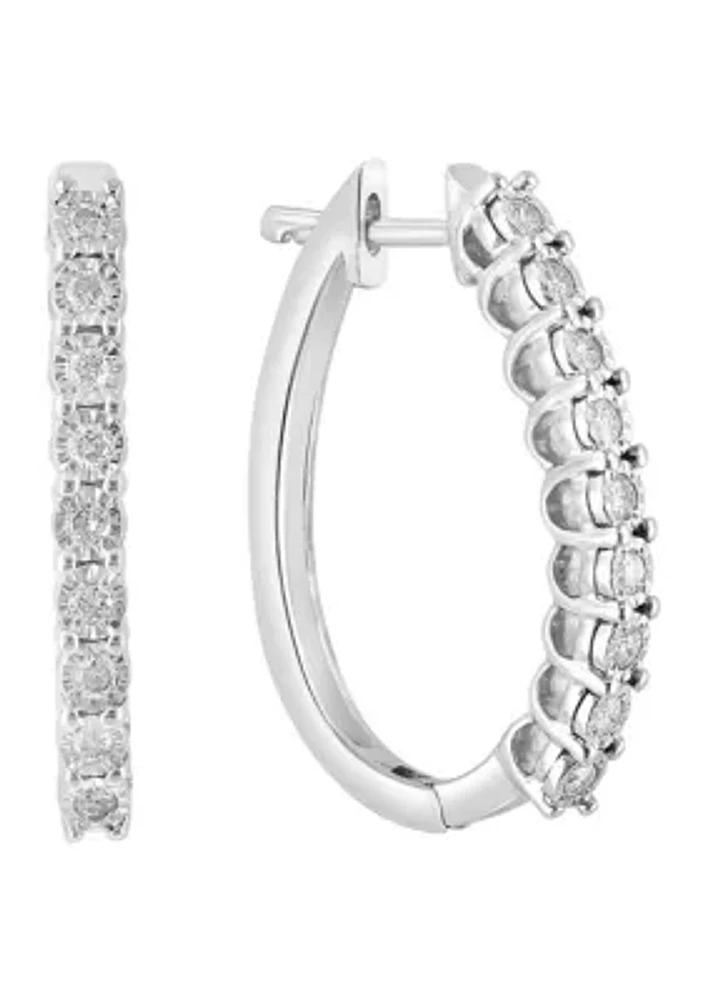 1/4 ct. t.w. Diamond Miracle Hoop Earrings in Sterling Silver