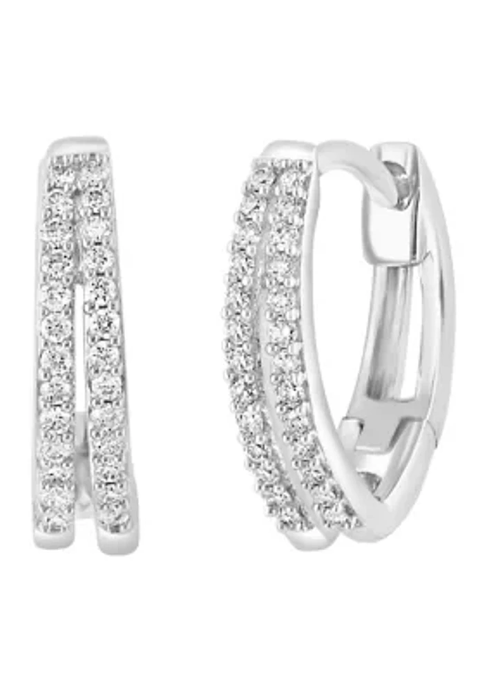 3/8 ct. t.w Diamond Hoop Earrings in Sterling Silver