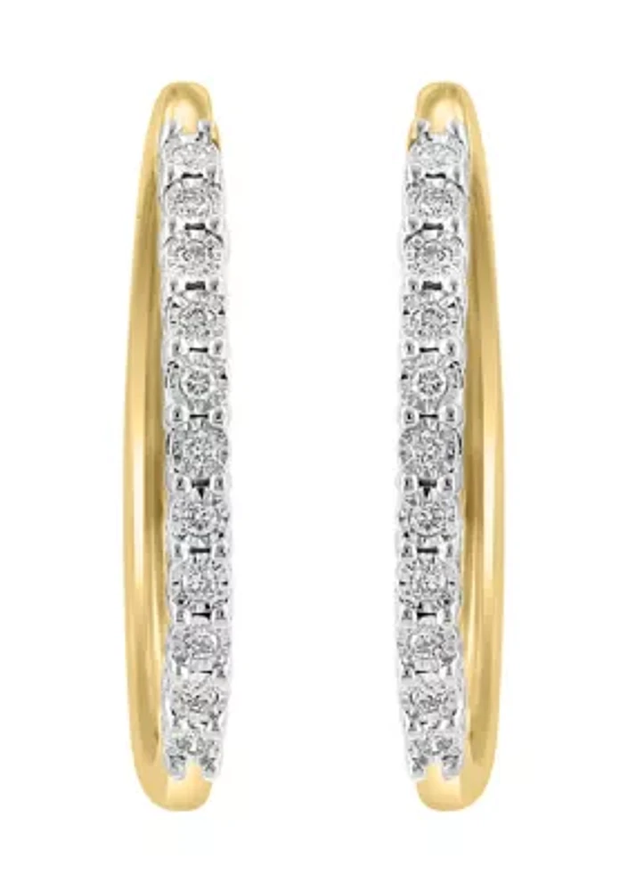 1/4 ct. t.w. Diamond Hoop Earrings in Gold Plated Metal