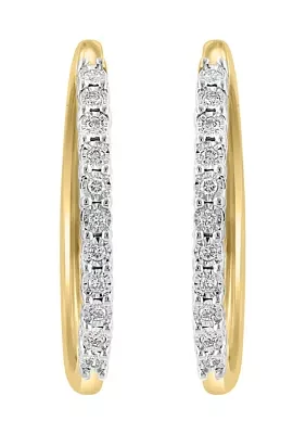 1/4 ct. t.w. Diamond Hoop Earrings in Gold Plated Metal