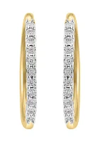 1/4 ct. t.w. Diamond Hoop Earrings in Gold Plated Metal