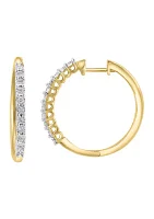 1/4 ct. t.w. Diamond Hoop Earrings in Gold Plated Metal