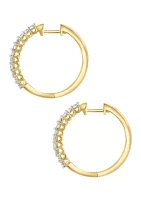 1/4 ct. t.w. Diamond Hoop Earrings in Gold Plated Metal