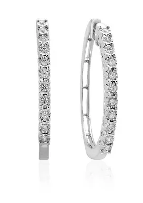 0.24 ct. t.w. Diamond Hoop Earrings in Sterling Silver