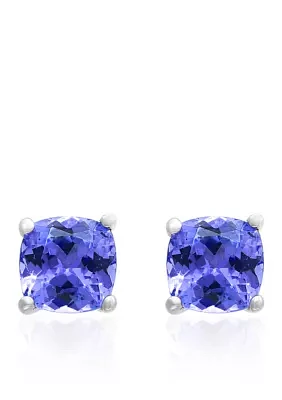 Tanzanite Stud Earrings in Sterling Silver