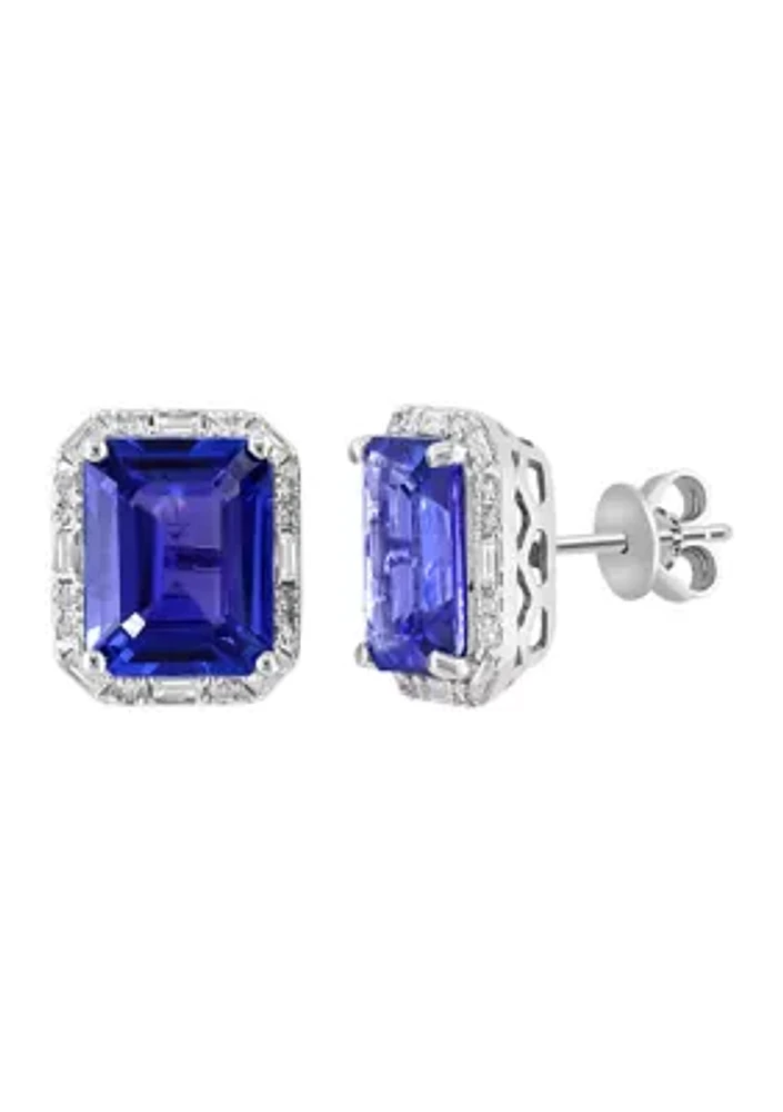 3/8 ct. t.w. Tanzanite, 5.81 ct. t.w. Diamond Earrings in 14K White Gold