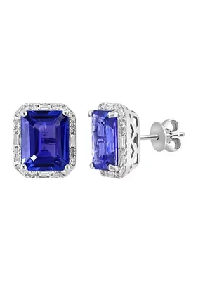 3/8 ct. t.w. Tanzanite, 5.81 ct. t.w. Diamond Earrings in 14K White Gold