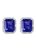 3/8 ct. t.w. Tanzanite, 5.81 ct. t.w. Diamond Earrings in 14K White Gold