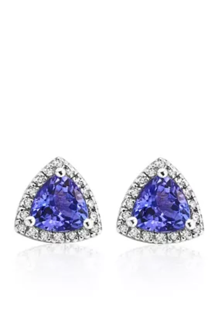 Tanzanite and Diamond Earrings in 14K White Gold