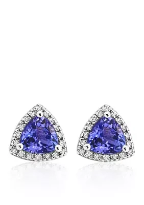 Tanzanite and Diamond Earrings in 14K White Gold