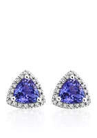 Tanzanite and Diamond Earrings in 14K White Gold