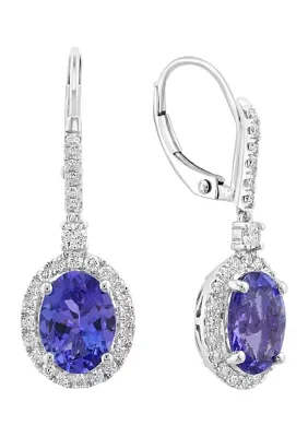 14K White Gold Diamond Tanzanite Earrings