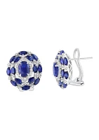 4.69 ct. t.w. Sapphire, 1/4 ct. t.w. Diamond Earrings in 14K White Gold