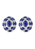 4.69 ct. t.w. Sapphire, 1/4 ct. t.w. Diamond Earrings in 14K White Gold