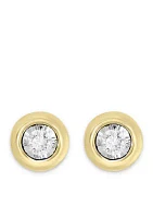 1/5 ct. t.w. Diamond Bezel Illusion Earrings in 14K Yellow Gold