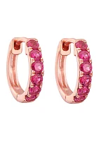 1/2 ct. t.w. Ruby Huggie Earrings in 14k Rose Gold 