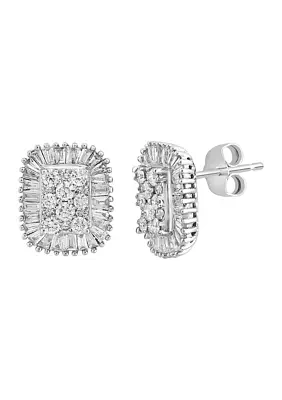 1 ct. t.w. Diamond Square Earrings in 14K White Gold