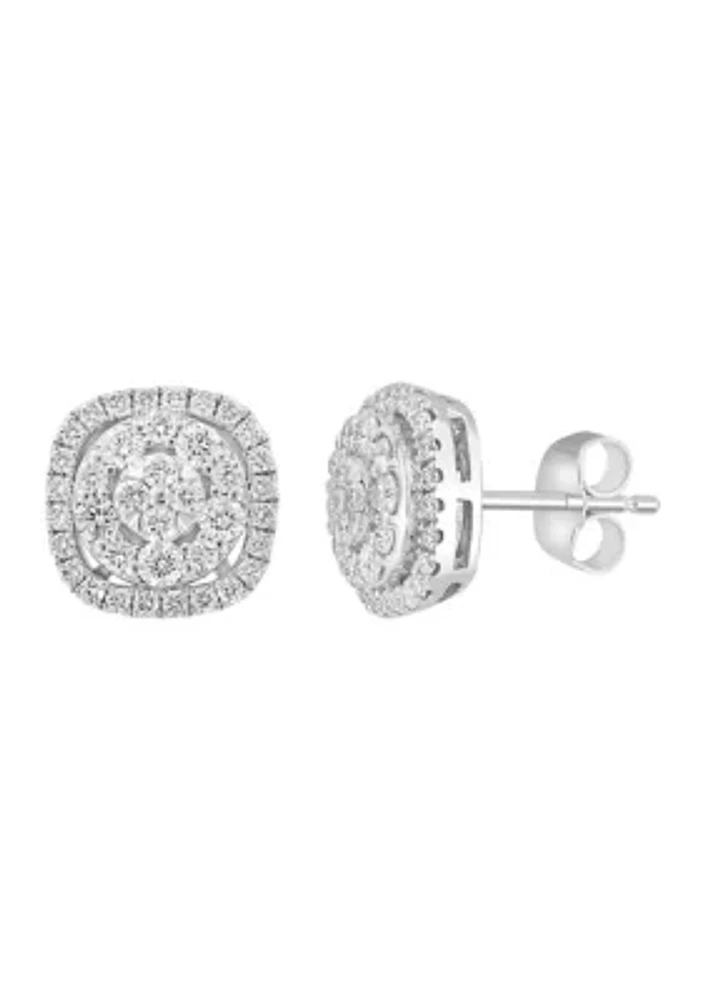 5/8 ct. t.w. Diamond Button Earrings in 14K White Gold 