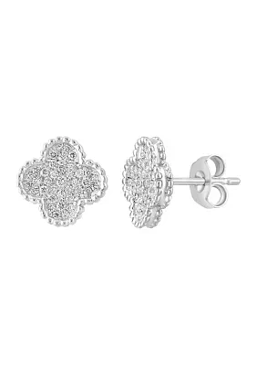 1/3 ct. t.w. Diamond Clover Button Earrings in Sterling Silver