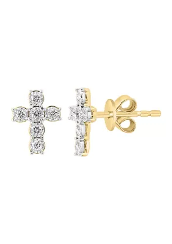 1/5 ct. t.w. Diamond Earrings in 14K White and Yellow Gold