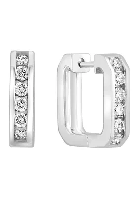 1/2 ct. t.w. Diamond Huggie Earrings in 14K White Gold