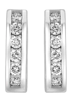 1/2 ct. t.w. Diamond Huggie Earrings in 14K White Gold