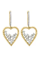 Diamond Heart Earrings in 14K Yellow Gold