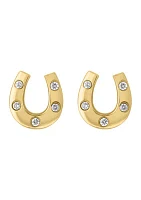 1/10 ct. t.w. Diamond Stud Horseshoe Earrings in 14K Yellow Gold