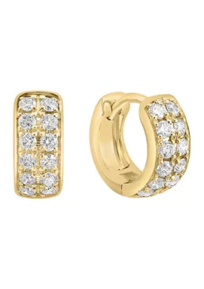 Diamond Hoop Earrings in 14K Yellow Gold