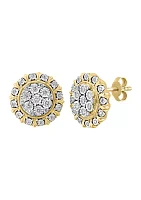 Diamond Earrings in 14K Two Tone Gold