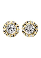 Diamond Earrings in 14K Two Tone Gold