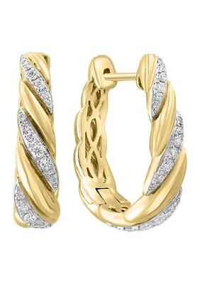 1/2 ct. t.w. Diamond Hoop Earrings in 14K Yellow Gold