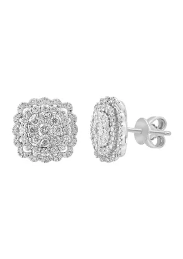 1.06 ct. t.w. Diamond Stud Earrings in 14K White Gold