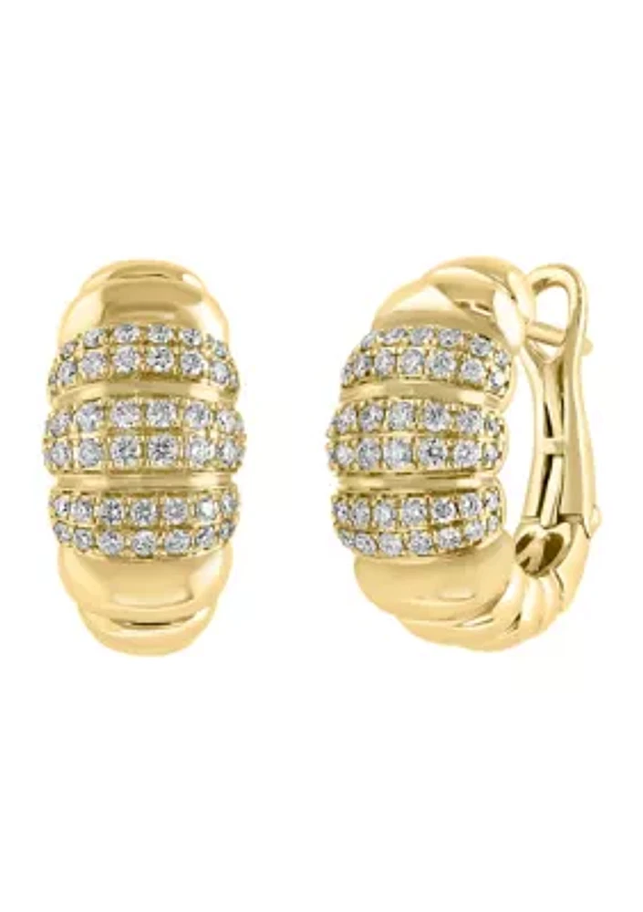 ct. t.w. Diamond Hoop Earrings in 14K Yellow Gold