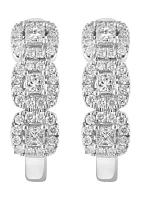 3/4 ct. t.w. Diamond Hoop Earrings in 14K White Gold