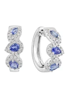 14K White Gold Diamond Sapphire Earrings