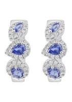 14K White Gold Diamond Sapphire Earrings