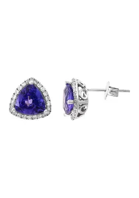 Diamond and Tanzanite Earrings in 14K White Gold