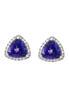 Diamond and Tanzanite Earrings in 14K White Gold